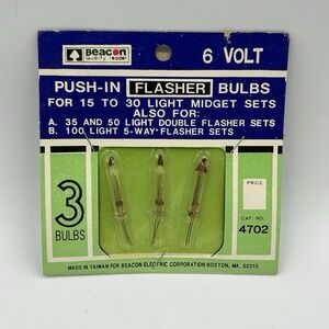 VTG NIP 6 Volt Beacon 3 Push-in Replacement Bulbs for Christmas Midget Sets 4702